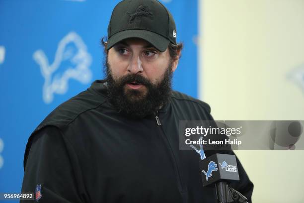 Detroit Lions head coach Matt Patricia talks during his press conference at the Detroit Lions Training Facility in Allen Park on May 10, 2018 in...