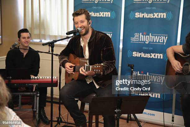 Brett Eldredge performs on SiriusXM's The Highway channel at Patsy's Italian Restaurant on May 7, 2018 in New York City.