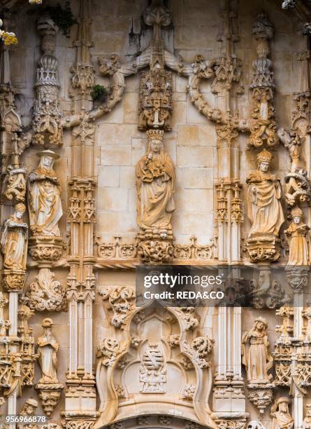 The Main Portal. Convent of Christ. Convento de Cristo. In Tomar. It is part of the UNESCO world heritage Europe. Southern Europe. Portugal. April.