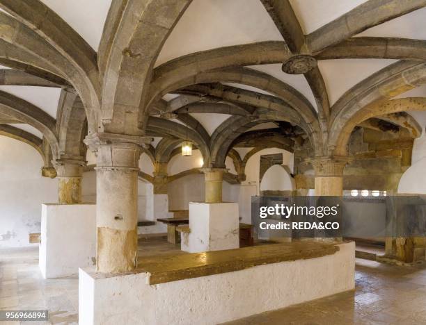 Kitchen in the Convent of Christ. Convento de Cristo. In Tomar. It is part of the UNESCO world heritage Europe. Southern Europe. Portugal. April.