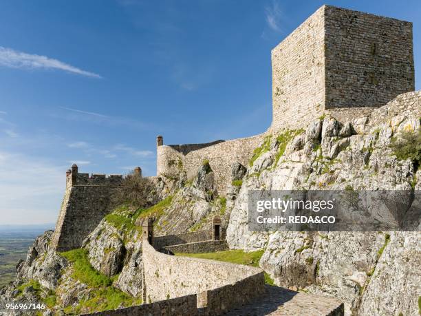 The castle dating back to moorish times in the middle ages. Marvao a famous medieval mountain village and tourist attraction in the Alentejo. Europe....