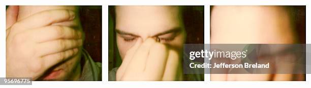 stressed man - triptych stock pictures, royalty-free photos & images