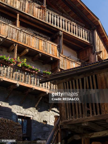 Village Fornsesighe. An example of the local and original alpine architecture of the Veneto in the dolomites. An UNESCO world heritage. Europe....