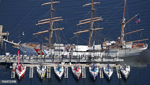 The United States Coast Guard Eagle is pictured in Newport Harbor at Fort Adams in Newport, RI as part of ceremonies for the 13th edition of the...