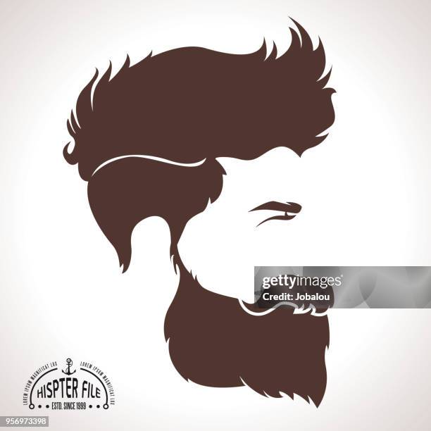 hipster silhouette profile man - human hair stock illustrations