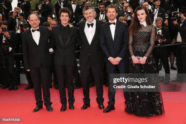 Actor Denis Podalydes, actor Vincent Lacoste, director Christophe Honore, actor Pierre Deladonchamps and actress Adele Wismes attends the screening...