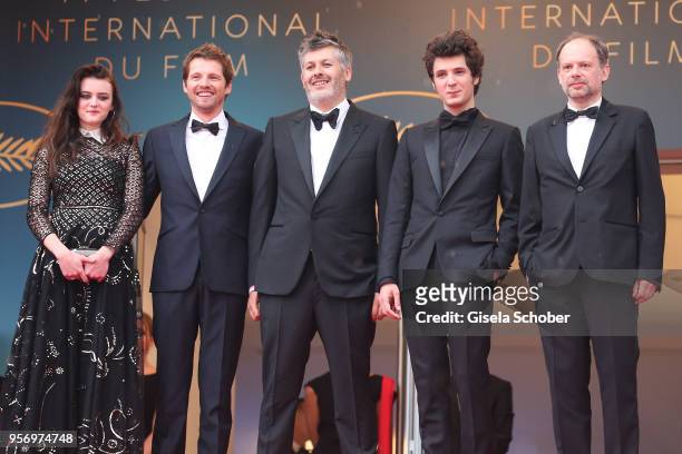 Actress Adele Wismes, actor Pierre Deladonchamps, director Christophe Honore, actor Vincent Lacoste and actor Denis Podalydes attends the screening...