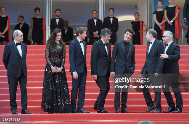 Cannes Film Festival President Pierre Lescure, actress Adele Wismes, actor Pierre Deladonchamps, director Christophe Honore, actor Vincent Lacoste,...