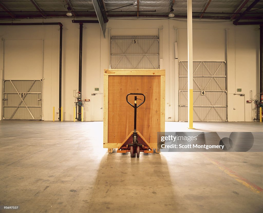 Crate on a pallet jack