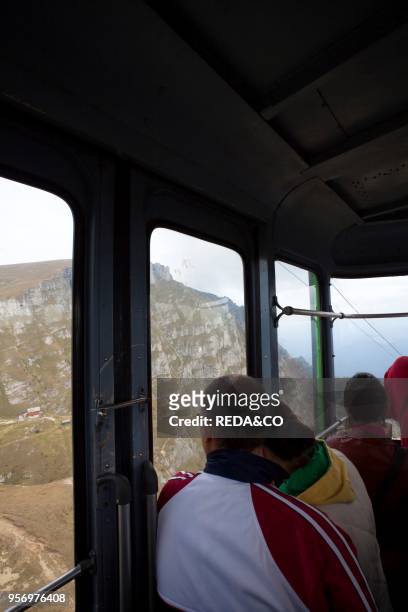 The cable car in Busteni up to the Bucegi mountains in the Carpatian Mountains. Europe. Eastern Europe. Romania.