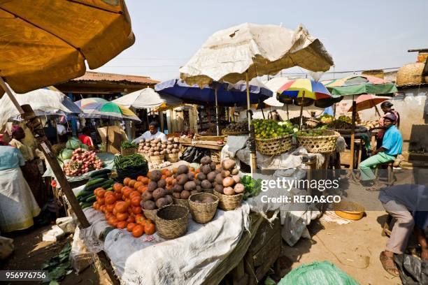 Fruit and vegetable market in Fort Portal. Africa. East Africa. Uganda. January.