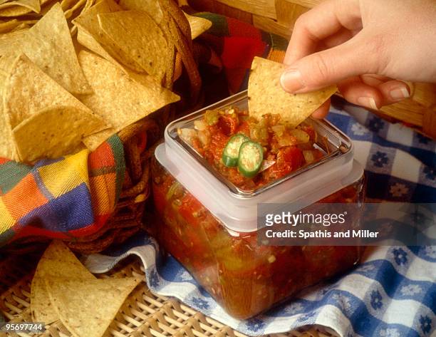 chips and salsa - tortilla chip stock pictures, royalty-free photos & images