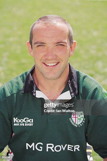 Portrait of London Irish captain Conor O'shea during the London Irish Rugby Union squad 2001/02 photoshoot held at The Avenue, in Sunbury, London. \...