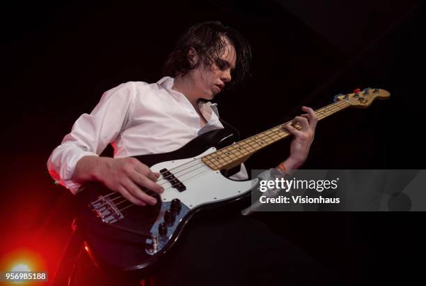 The Blinders bass player Charlie McGough performs with the band at the Wardrobe as part of the Live At Leeds Festival on May 5, 2018 in Leeds,...