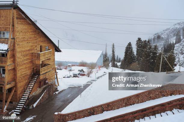 alpine house at the european mountain tourist resort - arman zhenikeyev stock pictures, royalty-free photos & images