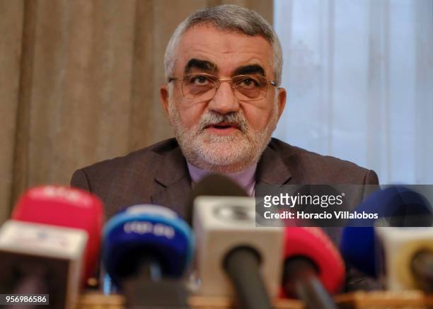 The Chairman for the Committee for Foreign Policy and National Security of the Islamic Consultative Assembly of Iran Alaeddin Boroujerdi talks to...