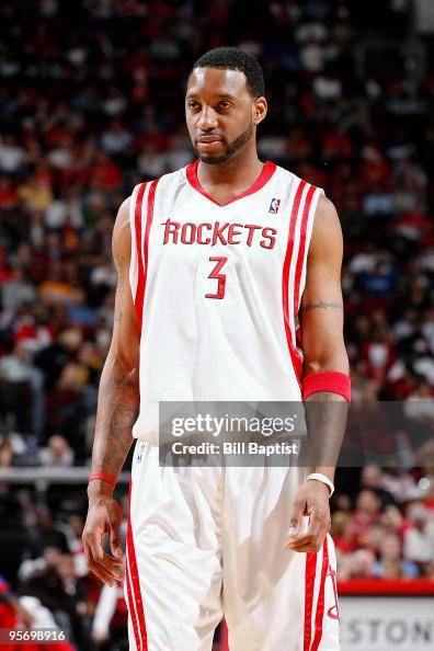 T Mac Rockets Tracy McGrady of the Houston Rockets takes a break from the action ...
