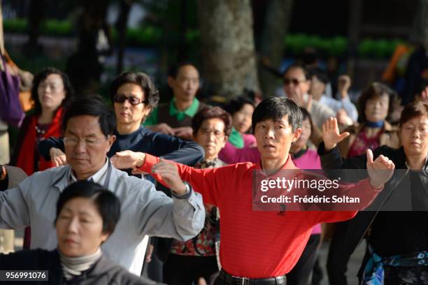 Fuxing Park in Shanghai. The Fuxing Park is located in the former French Concession of Shanghai, in Luwan District near Nanchang Road. Early morning,...