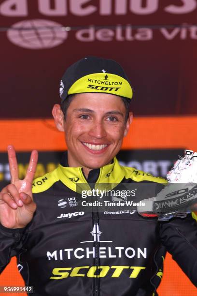 Podium / Johan Esteban Chaves Rubio of Colombia and Team Mitchelton-Scott / Celebration / Sidi Shoe / during the 101th Tour of Italy 2018, Stage 6 a...