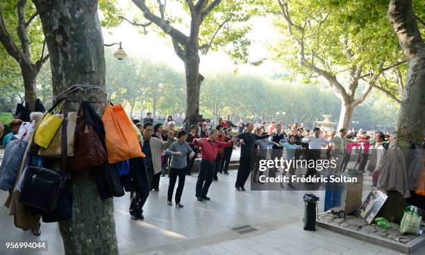 Fuxing Park in Shanghai. The Fuxing Park is located in the former French Concession of Shanghai, in Luwan District near Nanchang Road. Early morning,...