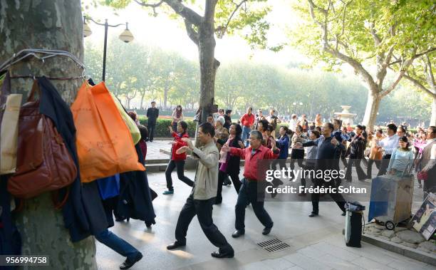 Fuxing Park in Shanghai. The Fuxing Park is located in the former French Concession of Shanghai, in Luwan District near Nanchang Road. Early morning,...