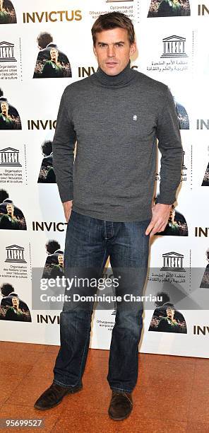 Jean Galfione attends "Invictus" Paris Premiere at UNESCO on January 11, 2010 in Paris, France.