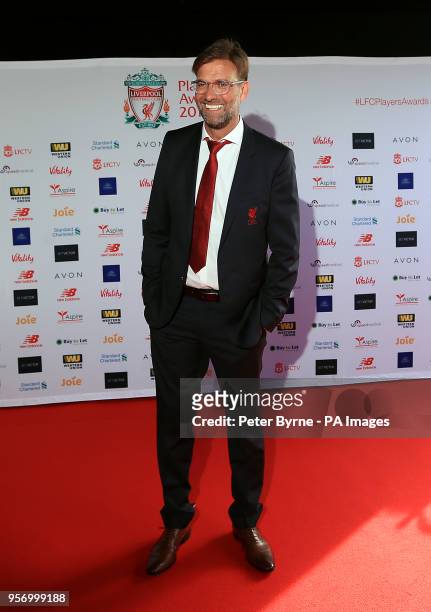 Liverpool manager Jurgen Klopp during the red carpet arrivals for the 2018 Liverpool Players' Awards at Anfield, Liverpool.