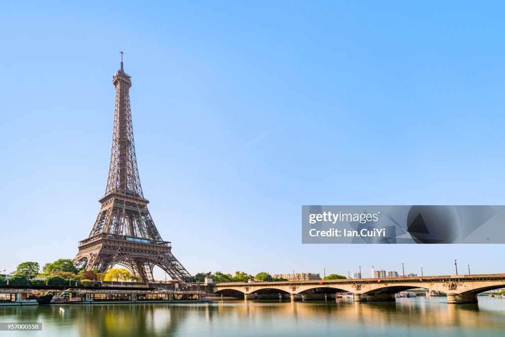 Eiffel Tower and Seine River in the morning, Paris, France