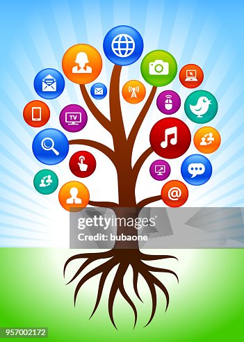 Intarnet Tree Tree Modern Internet Communication And Technology High-Res Vector ...