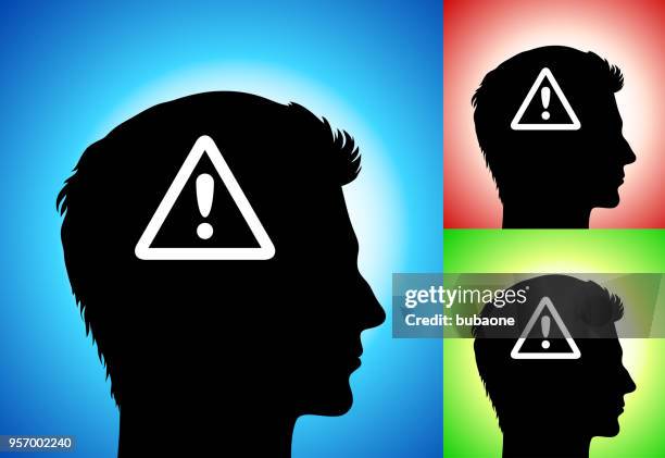 attention sign exclamation point face profile - concentration face stock illustrations