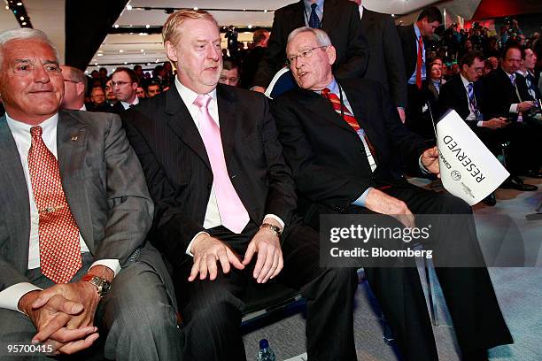 General Motors Co. Executives, from left, Bob Lutz, vice chairman, Tom Stephens, vice chairman of global product development, and Ed Whitacre,...