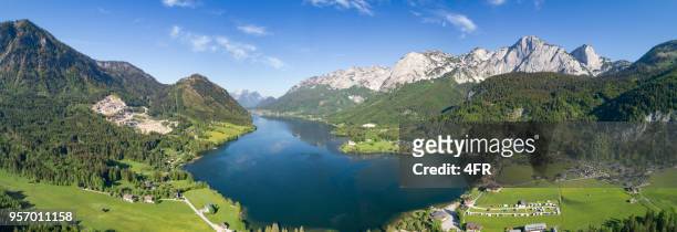 grundlsee, styria, ausseerland, panorama, austrian alps - bad aussee stock pictures, royalty-free photos & images