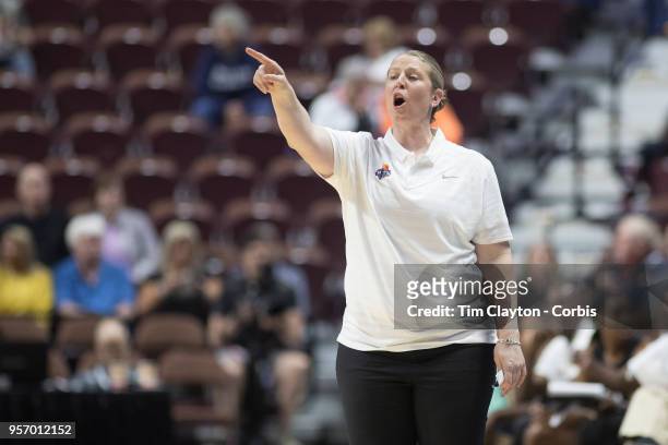May 7: Katie Smith, head coach of the New York Liberty on the sideline during the Dallas Wings Vs New York Liberty, WNBA pre season game at Mohegan...