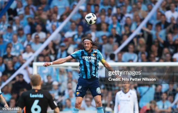 Jonas Olsson of Djurgardens IF during the Swedish Cup Final between Djurgardens IF and Malmo FF at Tele2 Arena on May 10, 2018 in Stockholm, Sweden.