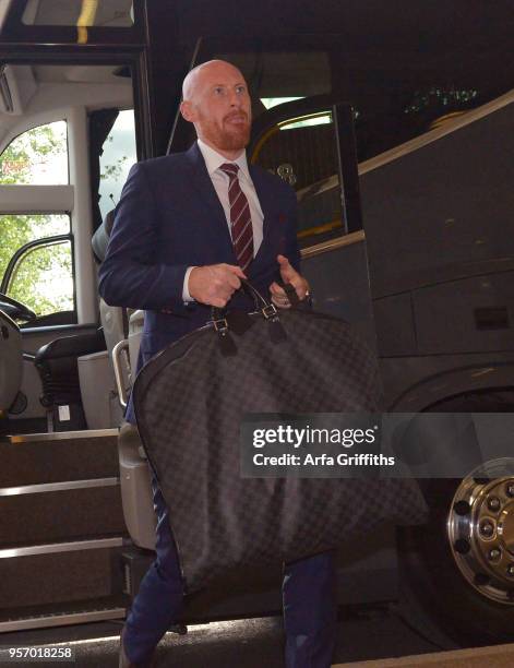 James Collins of West Ham United arriving prior to the Premier League match between West Ham United and Manchester United at London Stadium on May...