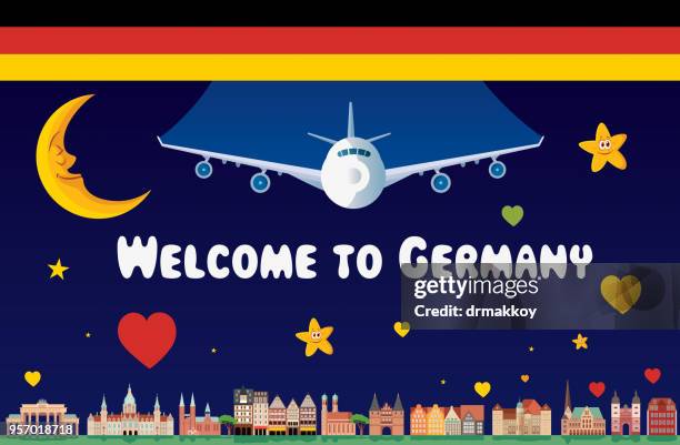welcome to germany - stuttgart stock illustrations