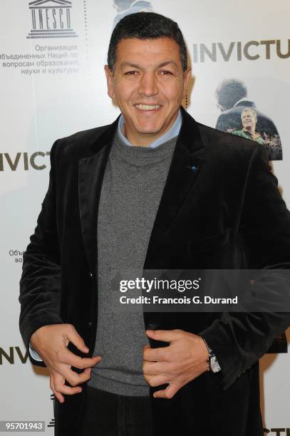 Rugby player Abdelatif Benazzi attends the "Invictus" Paris premiere at UNESCO on January 11, 2010 in Paris, France.