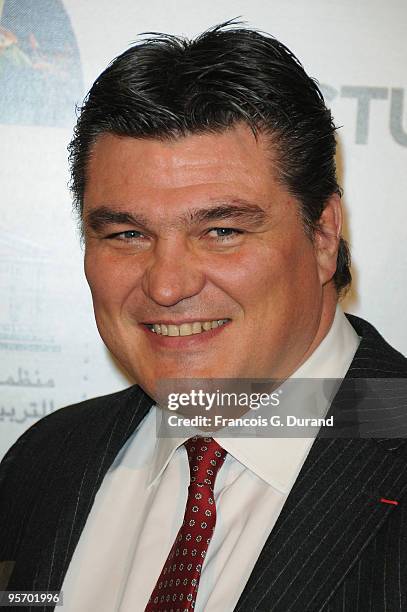 Athlete David Douillet attends the "Invictus" Paris premiere at UNESCO on January 11, 2010 in Paris, France.