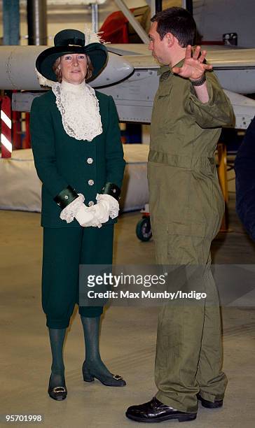 Lady Sarah McCorquodale, High Sheriff of Lincolnshire, accompanies her Nephew HRH Prince William on his visit to RAF Coningsby on January 11, 2010 in...
