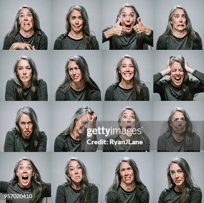 Composite of Mature Woman with Many Emotions and Expressions Composite of Mature Woman with Many Emotions and Expressions