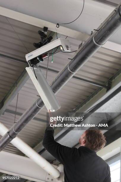Shrewsbury Town Install Hawk Eye as all teams involved in the Football League will have the goal line technology during the end of season play-offs...