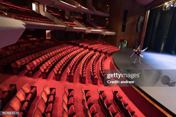 young latin american ballet dancers practicing on stage before the show - men in motion dress rehearsal stock pictures, royalty-free photos & images