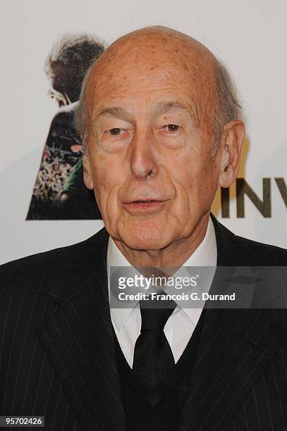 Former President Valery Giscard d'Estaing attends the "Invictus" Paris premiere at UNESCO on January 11, 2010 in Paris, France.