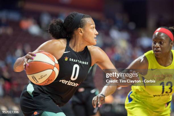 May 7: Marissa Coleman of the New York Liberty defended by Karima Christmas-Kelly of the Dallas Wings during the Dallas Wings Vs New York Liberty,...