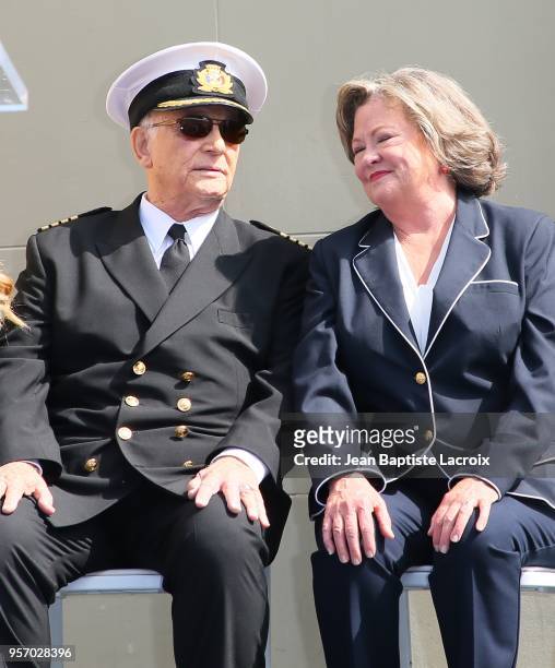 Gavin Macleod and Cynthia Tewes attend a ceremony honoring the "The Love Boat" with the Hollywood Walk Of Fame Honorary Star Plaque on May 10, 2018...