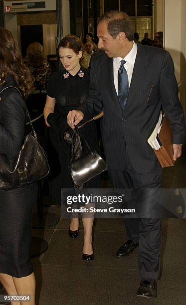 Actress Winona Ryder arrives at the Beverly Hills Superior Court for her trial on charges of alleged grand theft, commercial burglary and vandalism...