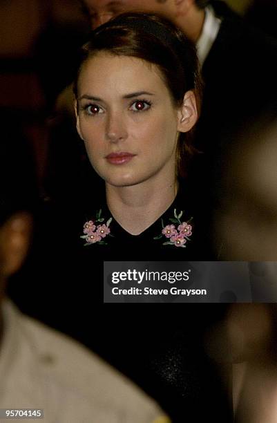 Actress Winona Ryder arrives at the Beverly Hills Superior Court for her trial on charges of alleged grand theft, commercial burglary and vandalism...