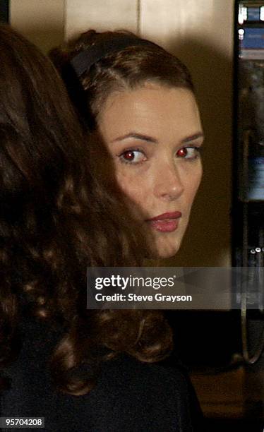 Actress Winona Ryder arrives at the Beverly Hills Superior Court for her trial on charges of alleged grand theft, commercial burglary and vandalism...