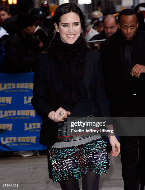 Actress Jennifer Connelly visits "Late Show With David Letterman" at the Ed Sullivan Theater on January 11, 2010 in New York City.