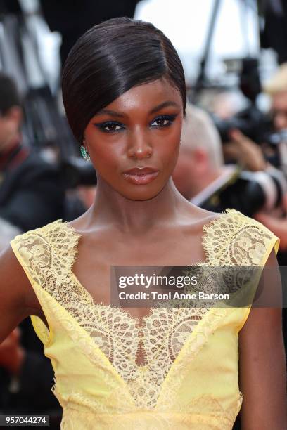 Leomie Anderson attends the screening of "Yomeddine" during the 71st annual Cannes Film Festival at Palais des Festivals on May 9, 2018 in Cannes,...